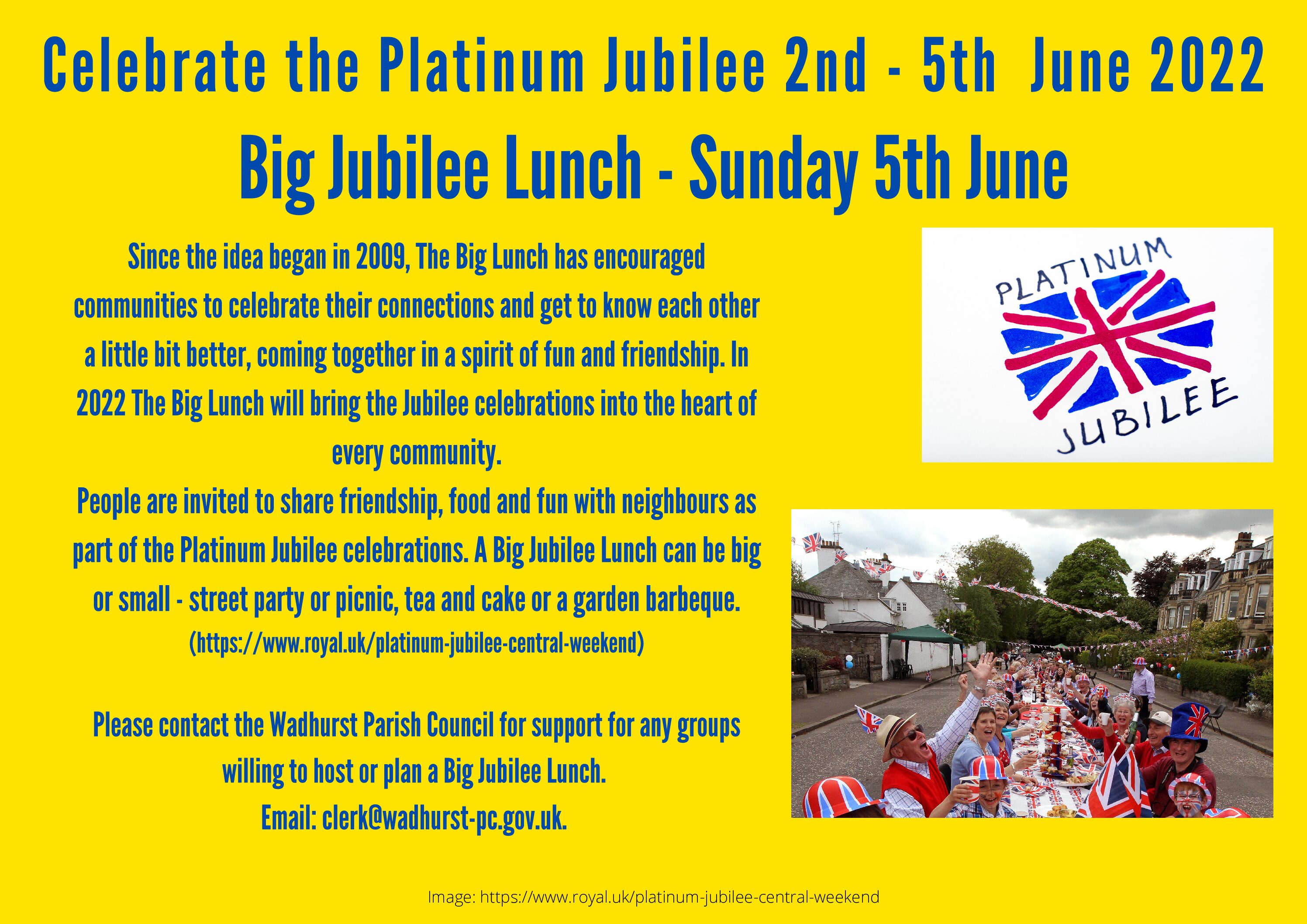 Big Jubilee Lunch Sunday 2nd June 2022
